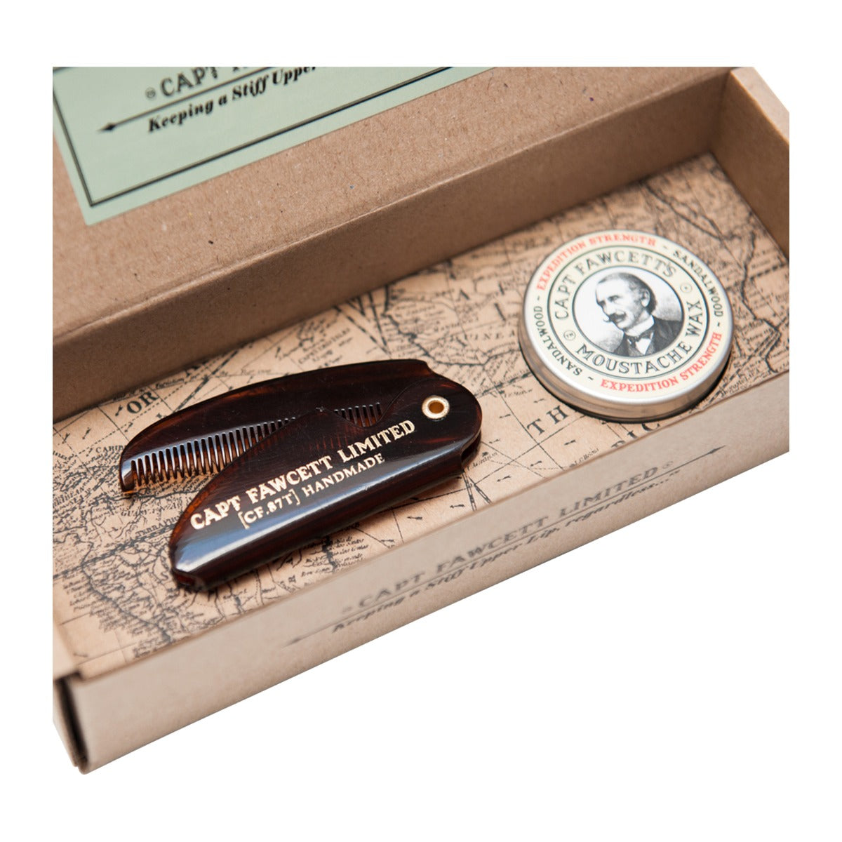 Captain Fawcett's Expedition Strength Moustache Wax & Comb Set Hair Care Kits
