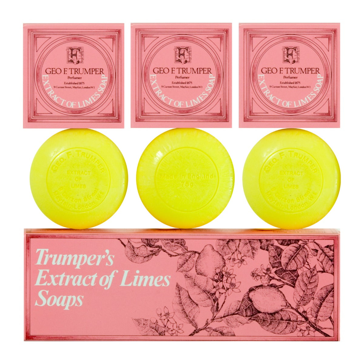Geo. F. Trumper Limes Hand and Bath Soap, 3 x 75g Bar Soap