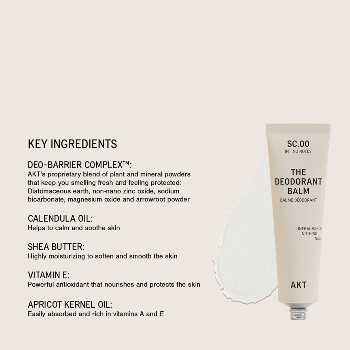 AKT Natural Deodorant Balm Unfragranced, 50ml Deodorant