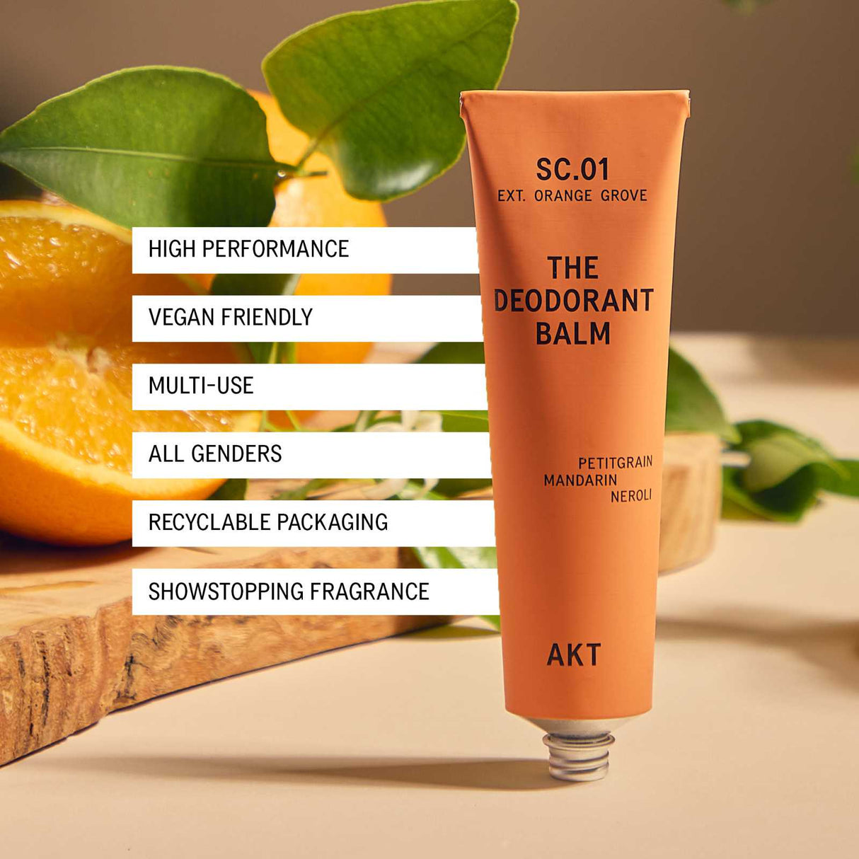 AKT Natural Deodorant Balm Orange Grove, 50ml Deodorant