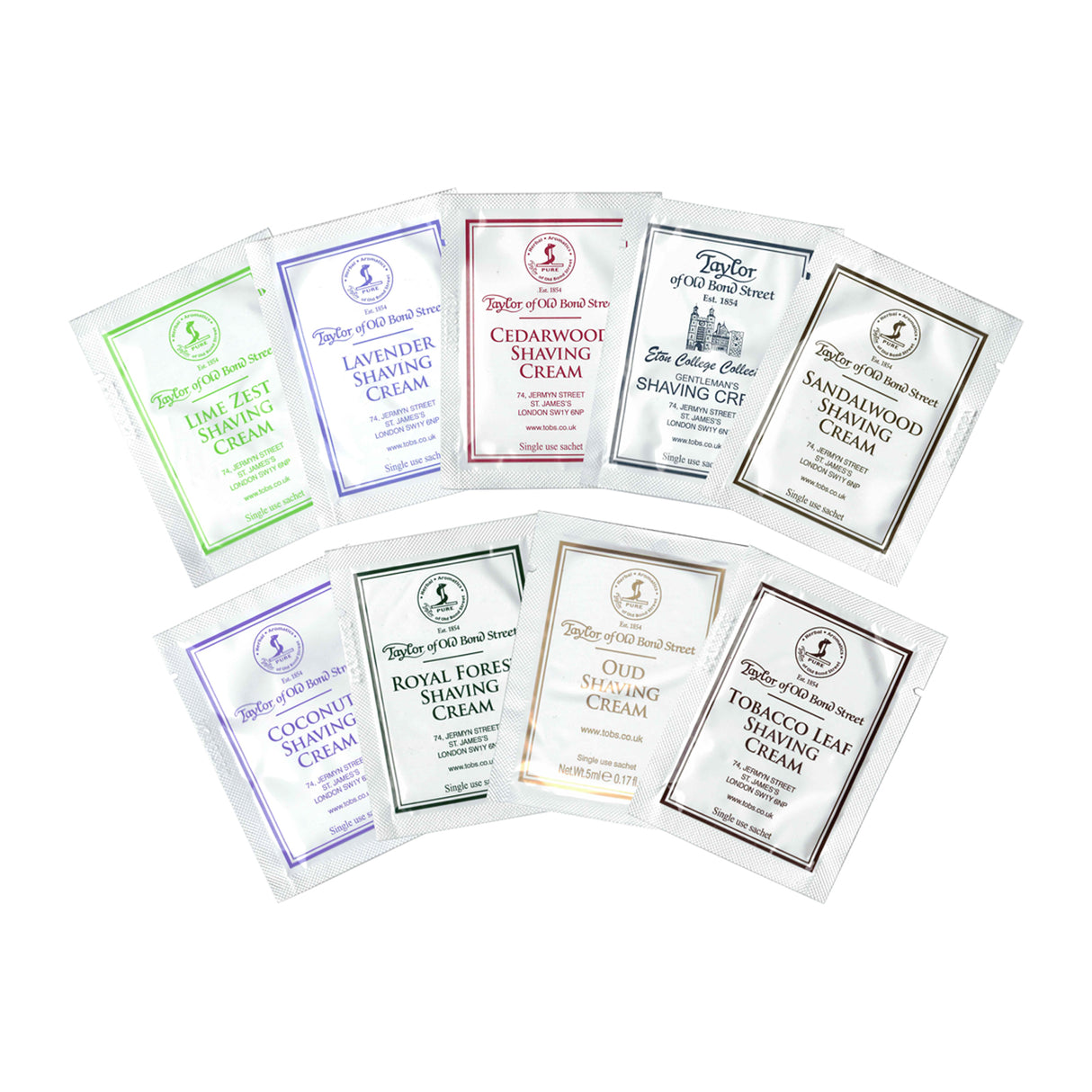 Taylor of Old Bond Street Shaving Cream Samples, 9 x 5ml Shaving Cream