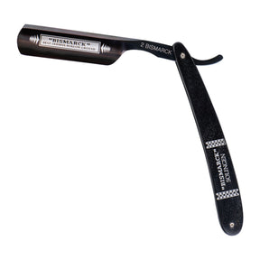 DOVO Solingen Straight Razor: Ebony Bismarck 6/8" Black Anodized Carbon Razors & Razor Blades