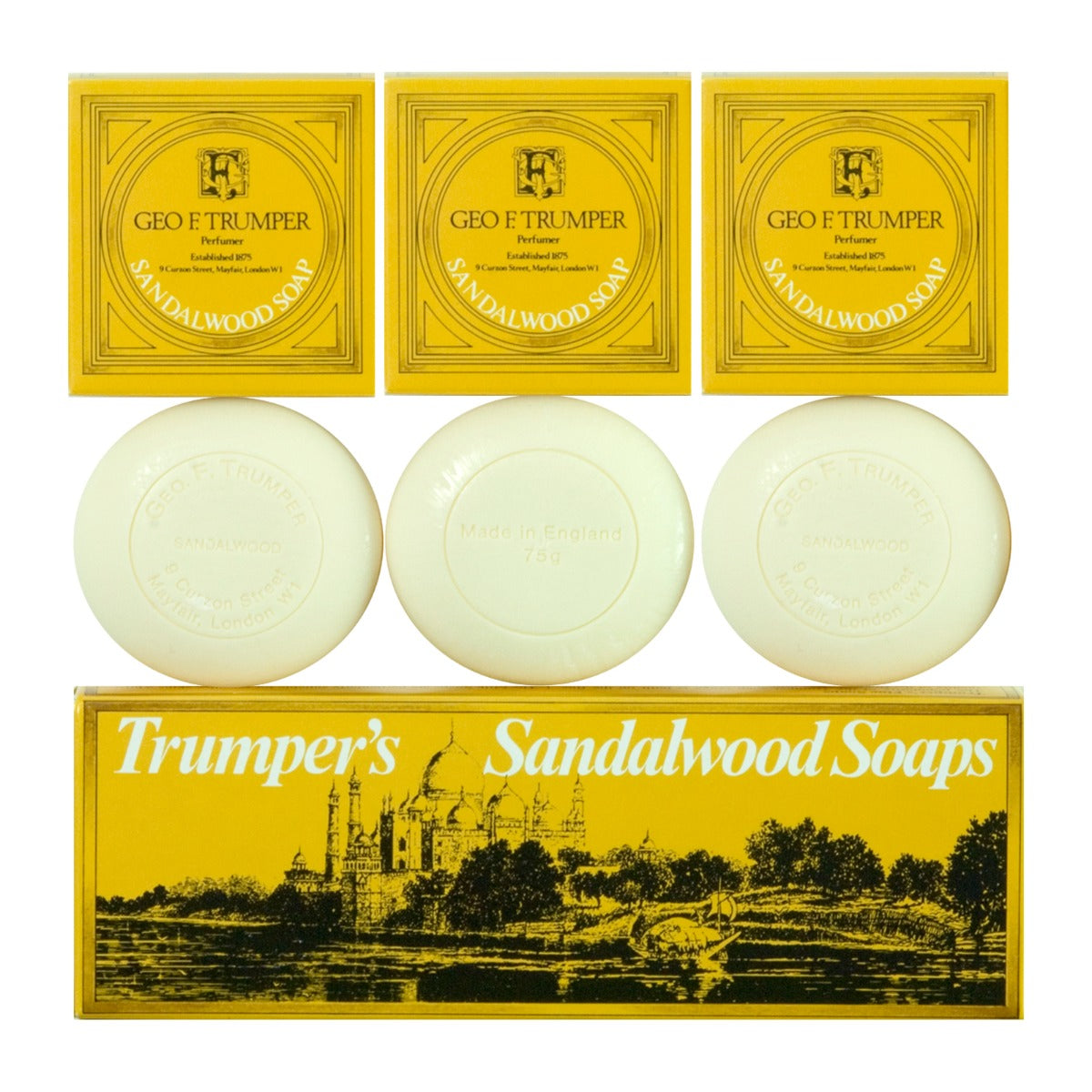 Geo. F. Trumper Sandalwood Hand and Body Soap Triple Pack, 3 x 75g – NOAH