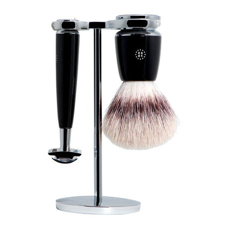 One Thousand & Ninety Two Synthetic Brush & Double Edge Razor Set: Black Shaving Kits